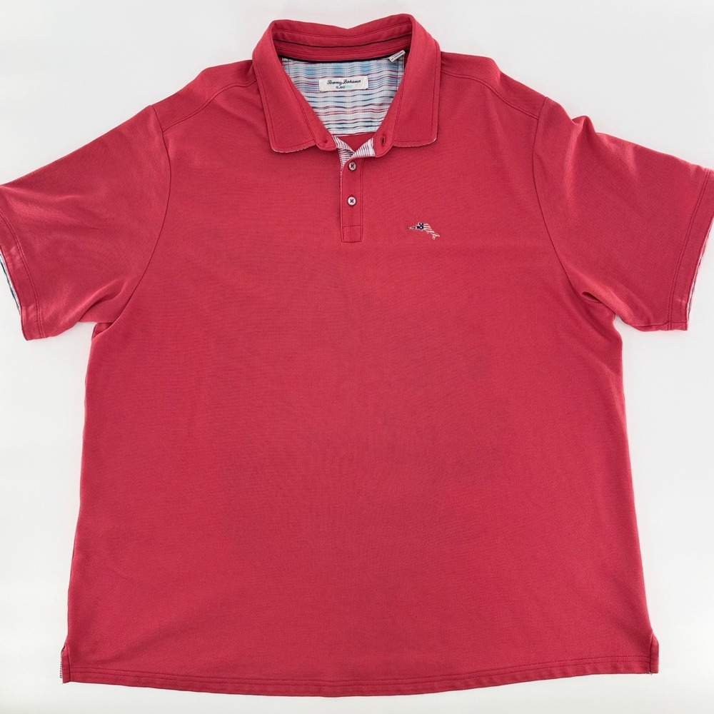 TOMMY BAHAMA IslandZone Men's Polo Big 2X Red American Flag Marlin